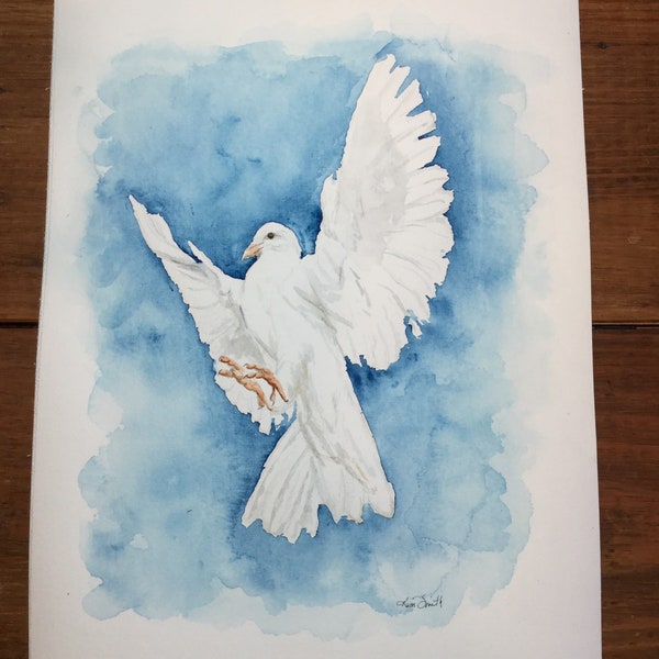 Watercolor Descending Dove