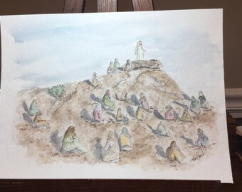 Sermon on the Mount watercolor print