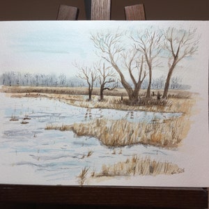 Watercolor wetlands marsh image 2