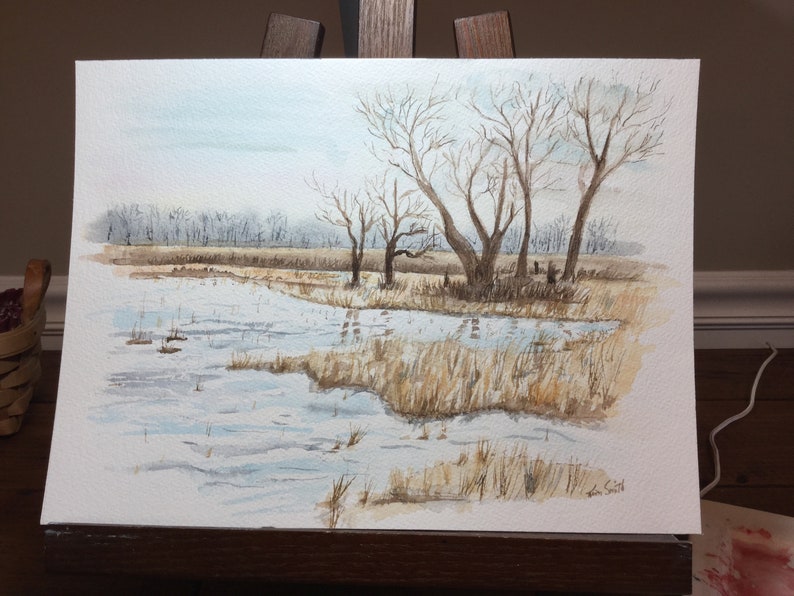 Watercolor wetlands marsh image 2