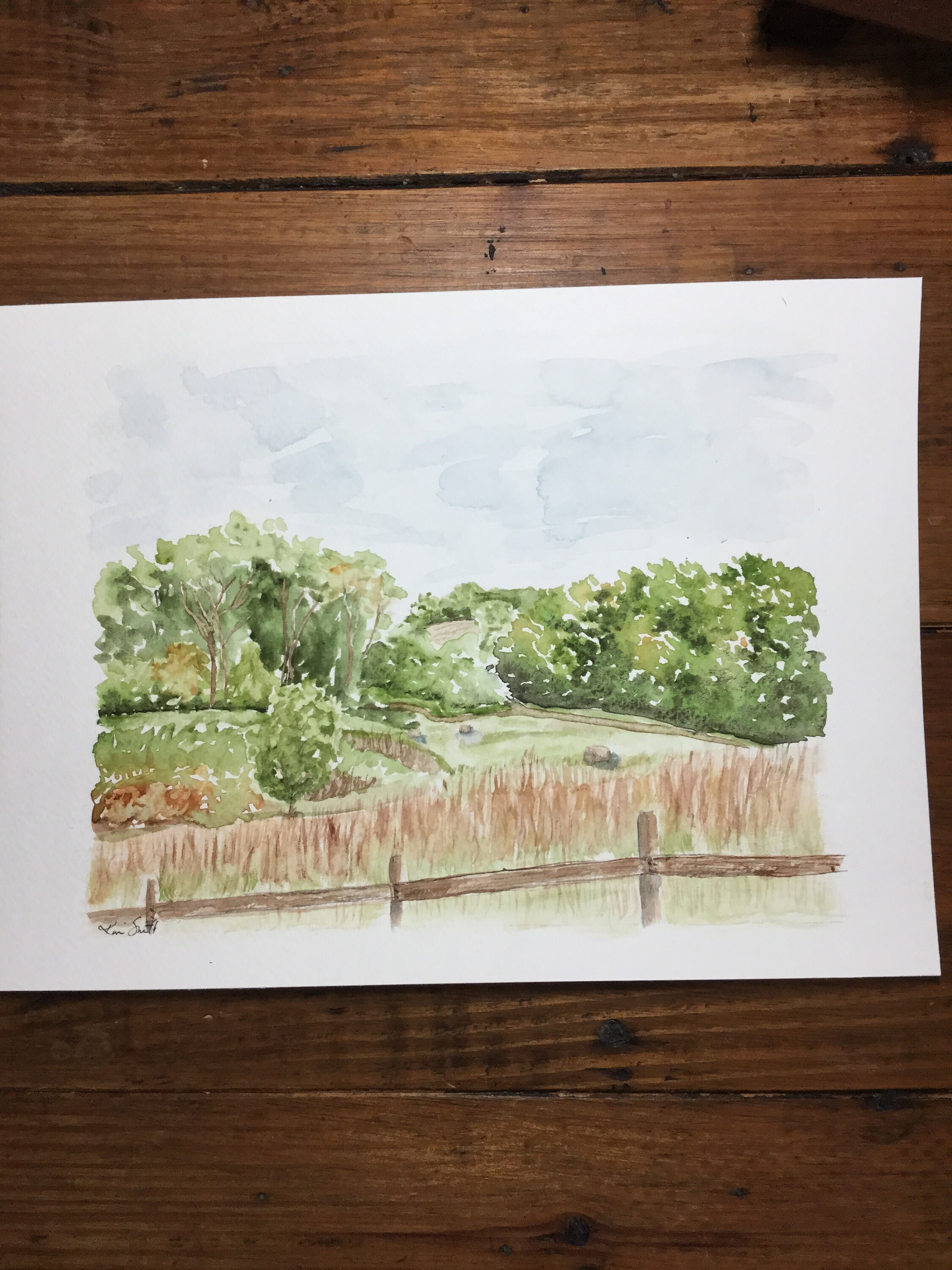 Watercolor Country Landscape - Etsy
