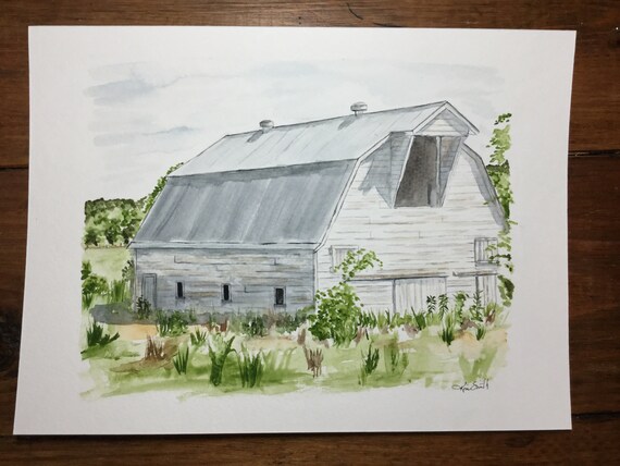 Old Barn Watercolor Etsy
