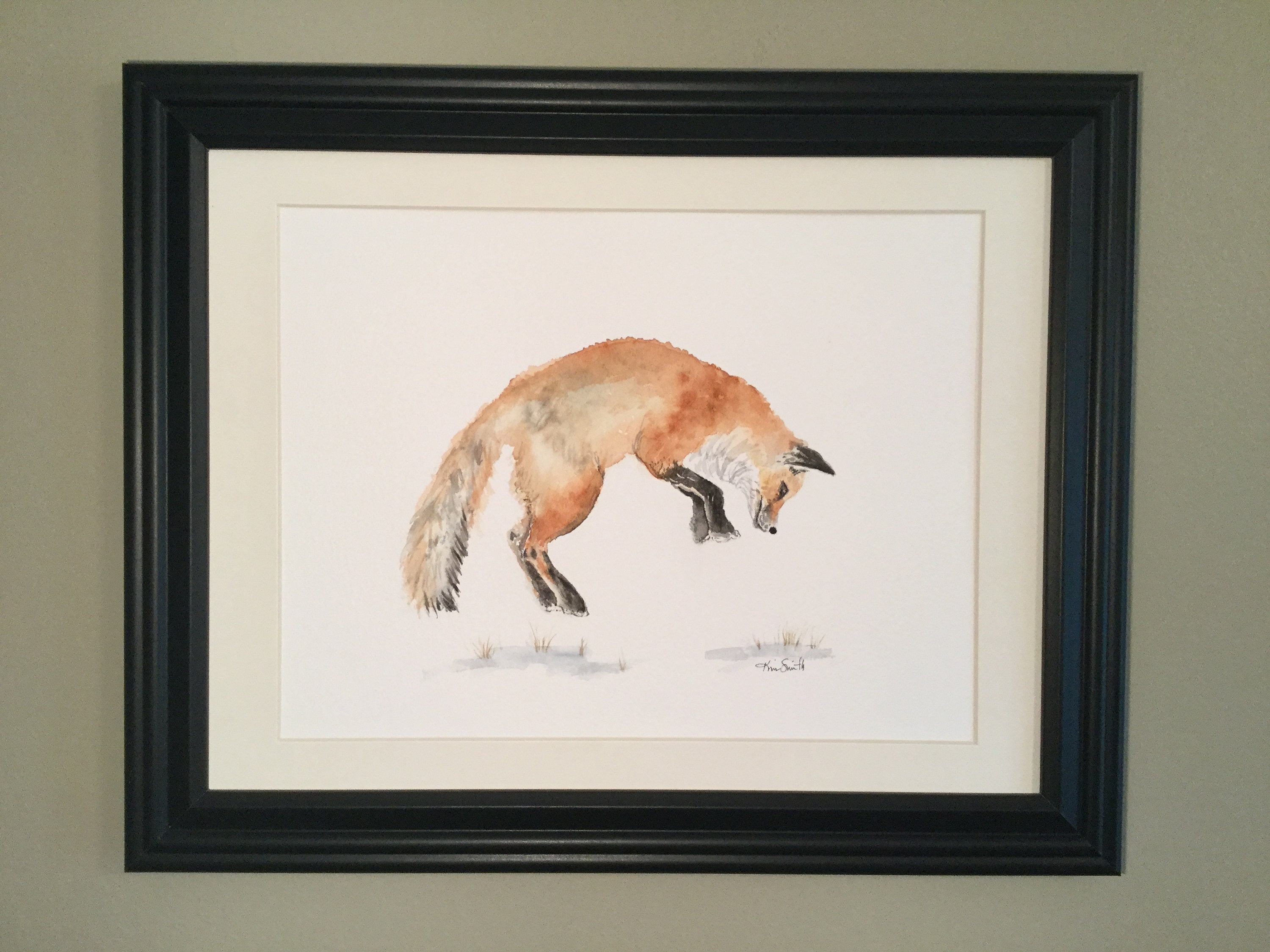 Watercolor Pouncing Fox - Etsy