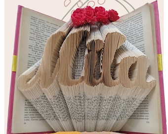 Custom Name Design Folded Book Art Pattern Perfect Birthday Gift for Mom Ideal Wedding Anniversary Gift for Wife