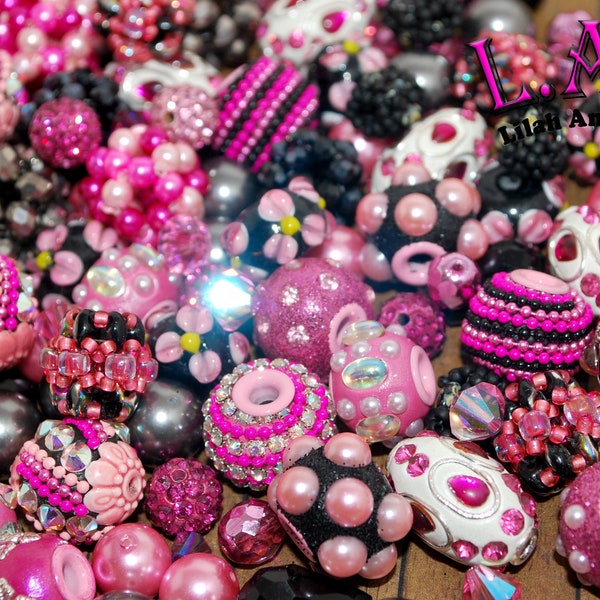 30 piece "Blackberry Burst" Bead Mix by Lilah Ann Beads - Boho, Lampwork, Beaded BM601