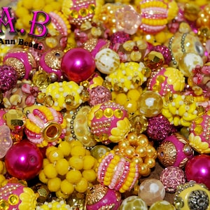 Bead Mix by Lilah Ann Beads "Banana Split" 30 piece - Boho, Lampwork, Designer BM600