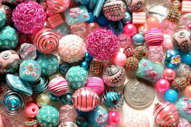 Pink Whimsy Bead Mix by Lilah Ann Beads 30 Piece Set BM316 Etsy