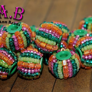 Fine, Handmade Beaded Beads -Miyuki and Czech glass - 2 piece set -Large Hole - Lilah Ann Beads