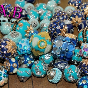 New 10 Pieces High Quality Boho Beads - Indonesian Style, Kashmiri - color choices - 12mm - 30mm Bkb100