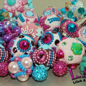 10 Piece Mix of Lilah Ann's Cotton Candy & Dazzleberry Collections Beads FBM318