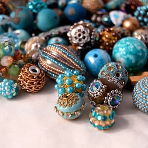 20 pieces Jesse James Beads Earthtones , Indonesian, Hand Beaded JJB500