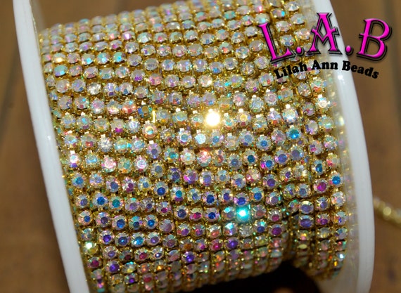2mm Brass AB Rhinestone Cup Chain by 