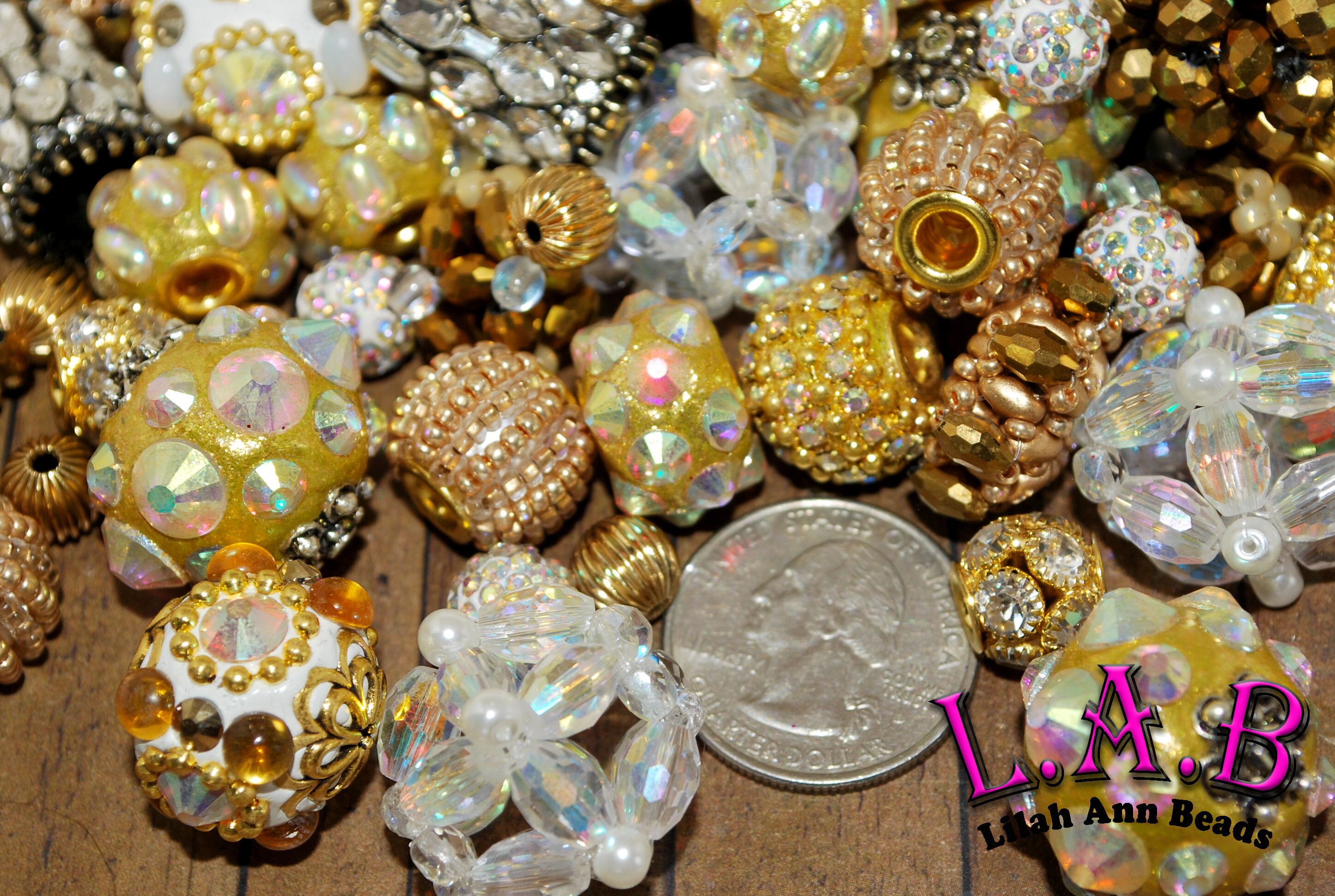 Premium Large Hole solid Gold Bead Mix Handmade Etsy UK