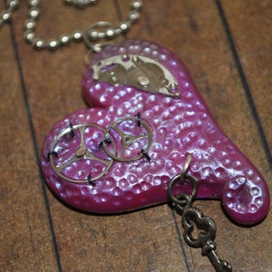 High Quality Hand Crafted Steam Pink Heart Pendant - By Artist Amy Brown - ART103