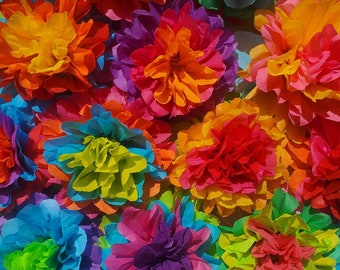 30 mini tissue papers flowers Fiesta flowers, tissue paper flowers , mexican flowers,Mexican flowers sugar skull flowers Dia de Los muertos