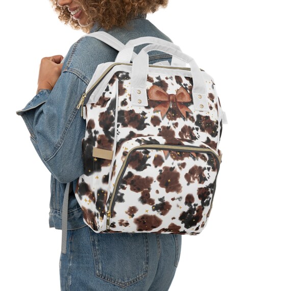 Western Cow Print Diaper Backpack Amazon.com: LP-FACON Western Cowhide Leather Diaper Backpack  main image 2