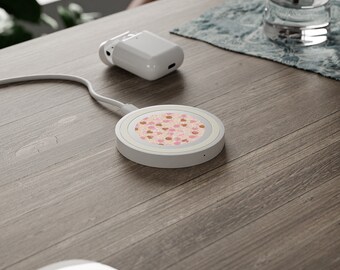 Concha/conchita/pan dulce Quake draadloos oplaadpad, Mexicaans schattig beige/roze bureau/kantoor/studeerkamer, telefoonaccessoires.