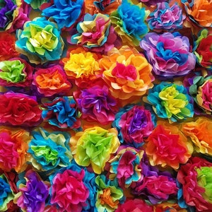 150 Fiesta tissue paper flowers, fiesta poms, tissue paper flowers. fiesta baby shower, fiesta wedding, navidad flowers, quinceañera party.