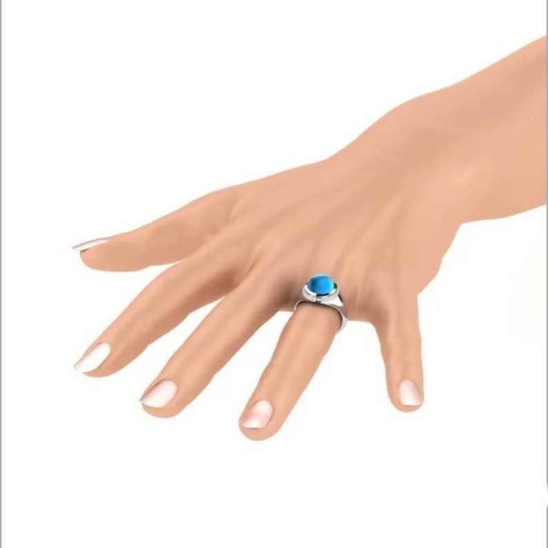 Solid 925 sterling silver London Blue Topaz Gemstone Zircon Halo Men/'s wedding engagement Anniversary Groom proposal Ring A father/'s dayGift