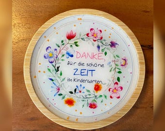 Abschiedsgeschenk Erzieherin Kindergarten Blumen Grüße Holz Untersetzer Schule Geschenk Kind Kindergärtnerin kleine Geste Kleinigkeit