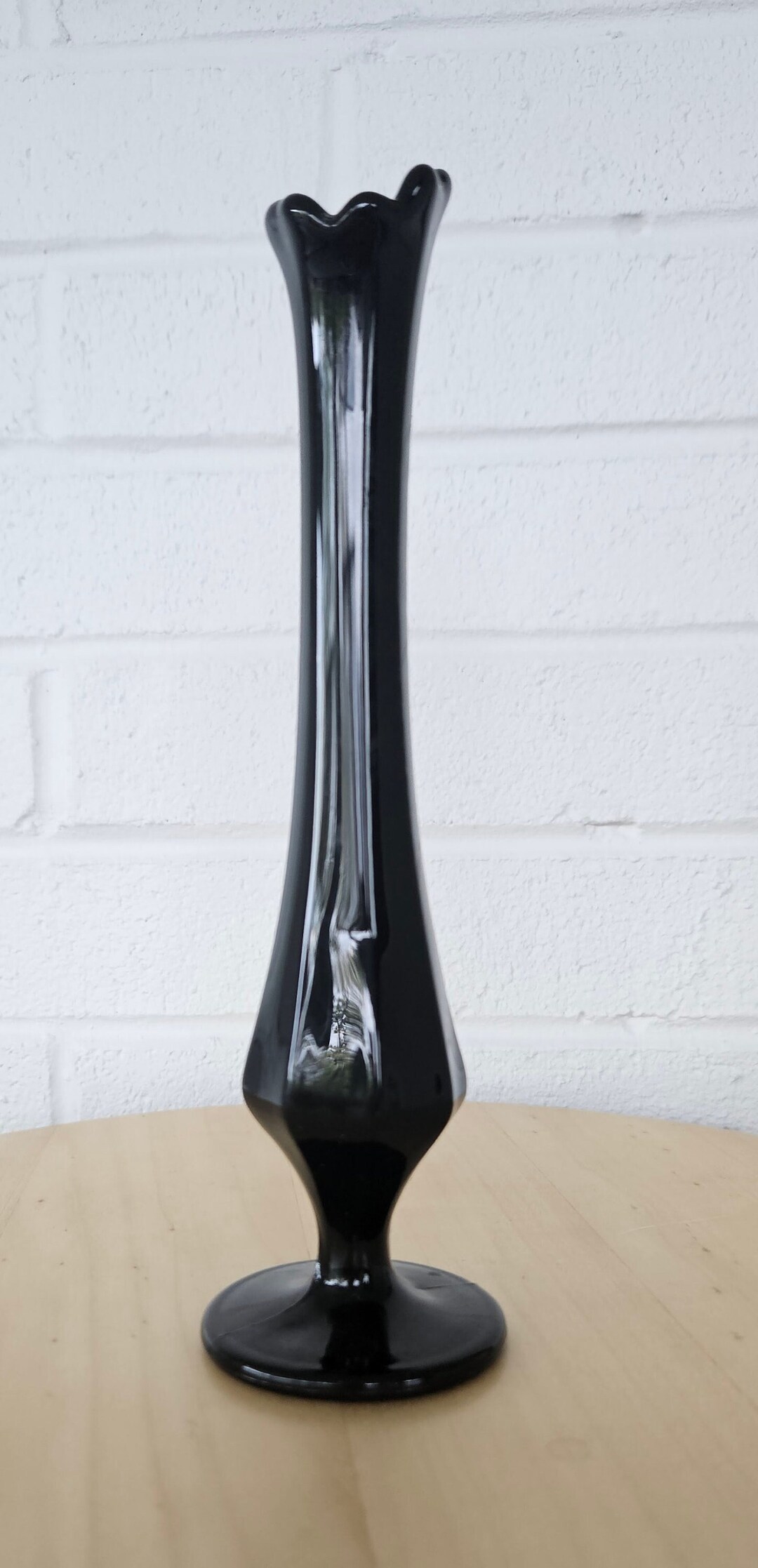 Vintage Black Glass Bud Vase Etsy