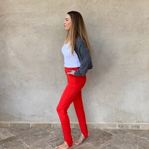 Women Pants, Stirrup Pants, Leggings, Cotton Leggings, Leggings for Women, Red Leggings, High Waist Leggings, Yoga Leggings, '80s Leggings