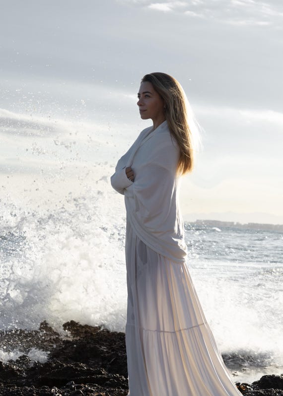 Oversized Off White Warm Shrug-Cozy Slouchy Loose Wrap-Cardigan with Thumb hole Sleeves ~ Boho Style Clothing for Wedding Oversized Off White Warm Shrug-Cozy Slouchy Loose Wrap-Cardigan with Thumb hole Sleeves ~ Boho Style Clothing for Wedding