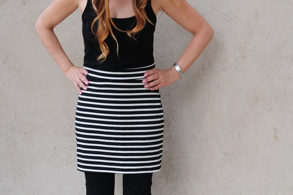 Black and White Mini Skirt for Women Layering Striped Skirt Shirt Extender  High Waist Mini Skirt Skirt for Leggings 
