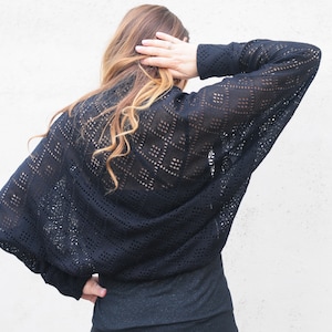 Shrug for Women, Crochet Cardigan, Cocoon Cardigan, Knit Shrug, Crochet Sweater, Black Bolero, Knit Cardigan, Shrug Bolero, Dress Cover Up