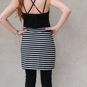 Black and White Mini Skirt for Women ~  Layering Striped Skirt ~ Shirt Extender  ~ High Waist Mini Skirt~ Skirt for Leggings