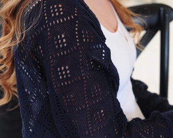 Black Bolero, Women Knit Cardigan, Black Shrug, Shrug Bolero, Women Bolero, Evening Shrug, Knit Shrug, Oversized Cardigan, Crochet Shrug