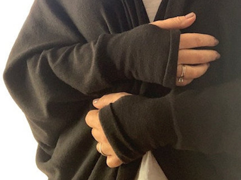 Oversized Warm Shrug-Cozy Slouchy Loose Wrap-Cardigan with Thumb hole Sleeves Boho Style Clothing for Women image 8