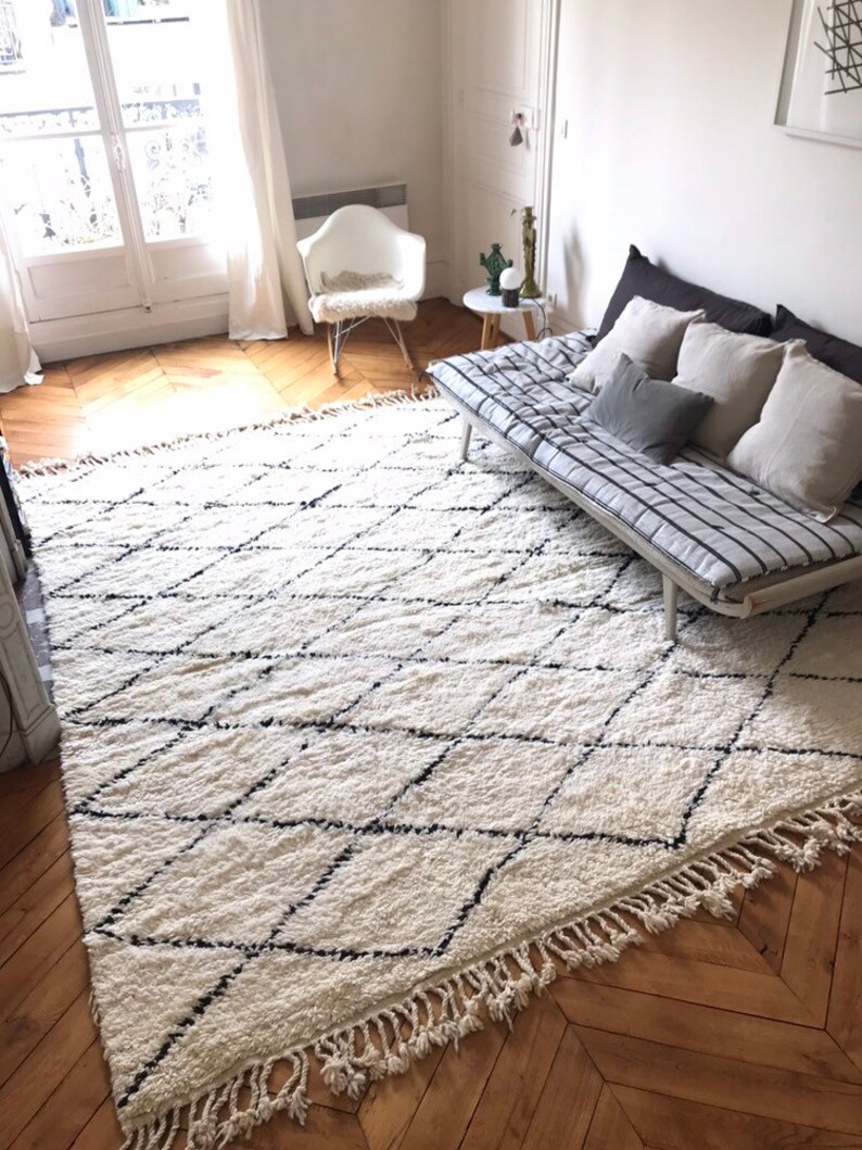 100 custommade Berber wool rug black and white carpet with Etsy