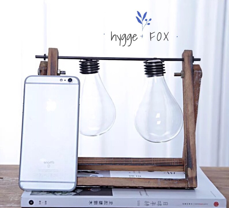 Elegant Wood Glass Vase Water Plant Vase Glass Vase Home Etsy