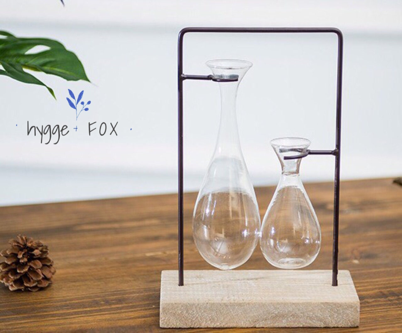 Simple Hygge Glass Vase Wood Set Water Plant Glass Vase Etsy Australia