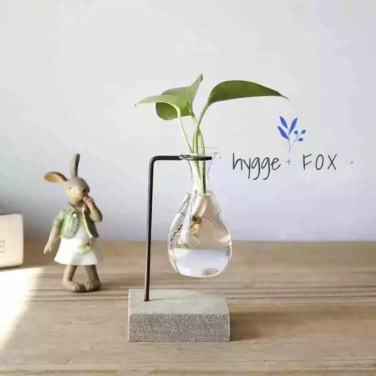 Simple Hygge Glass Vase Wood Set Water Plant Glass Vase Etsy Australia