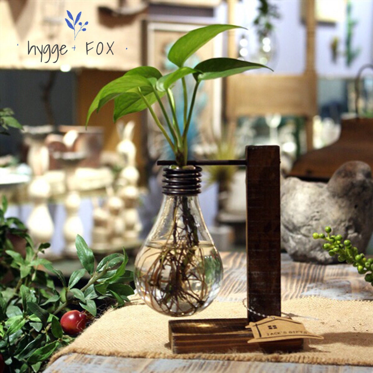 Light Bulb Vase Wood Set Water Plant Glass Vase Home Decor Etsy