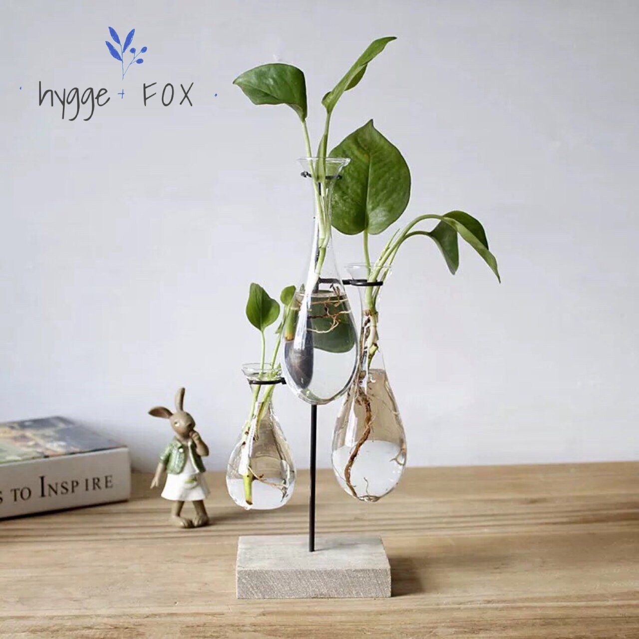 Simple Hygge Glass Vase Wood Set Water Plant Glass Vase Etsy Australia