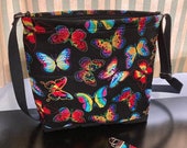 Butterflies Quilted Crossbody Bag