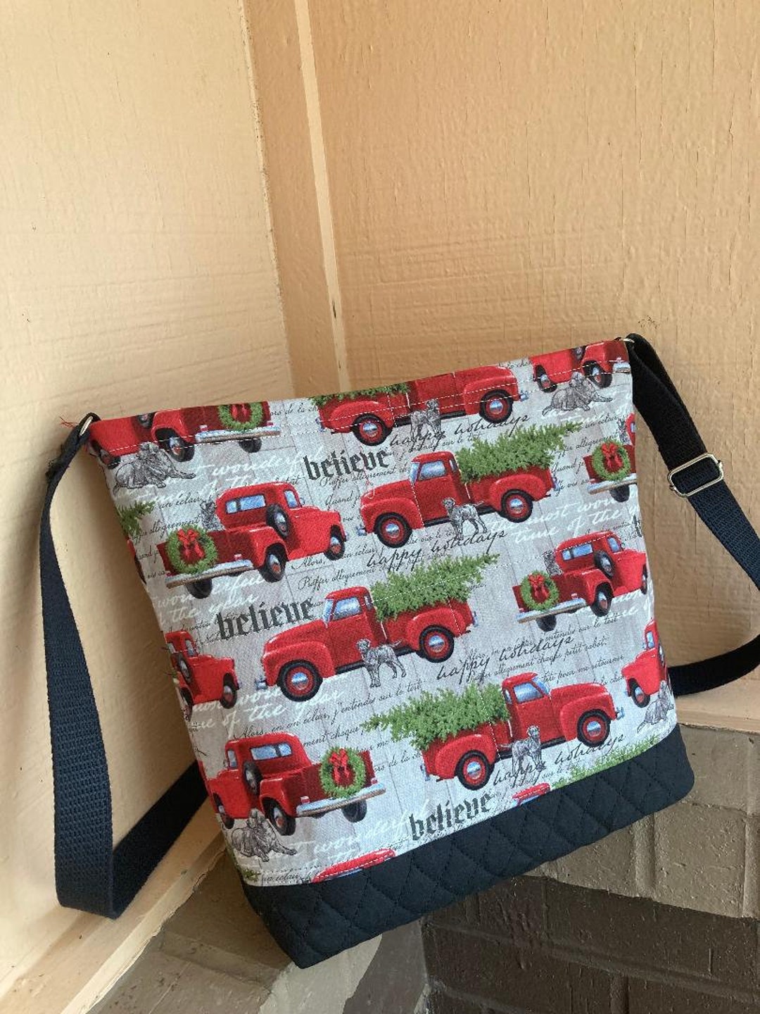 Red Truck Quilted Crossbody Bag - Etsy