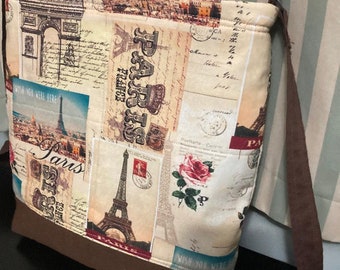 Eiffel Tower Quilted Crossbody Bag