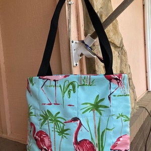 Flamingos Quilted Tote Bag