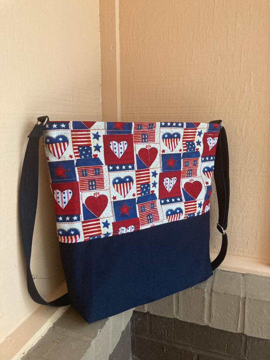 Red, White & Blue Quilted Crossbody Bag. - Etsy