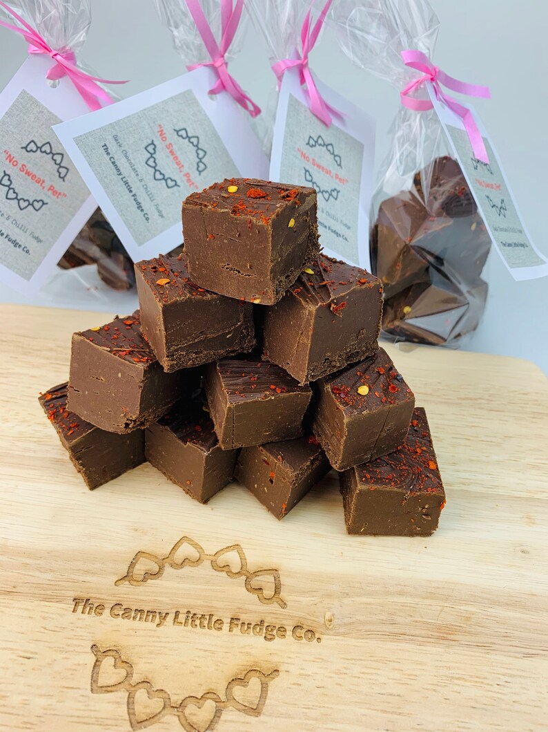 Luxury Bespoke Chilli & Dark Chocolate Fudge - Geordie Gifts - Spicy Fudges - Birthday Gift - Treats for Foodies - Gifts for Him 