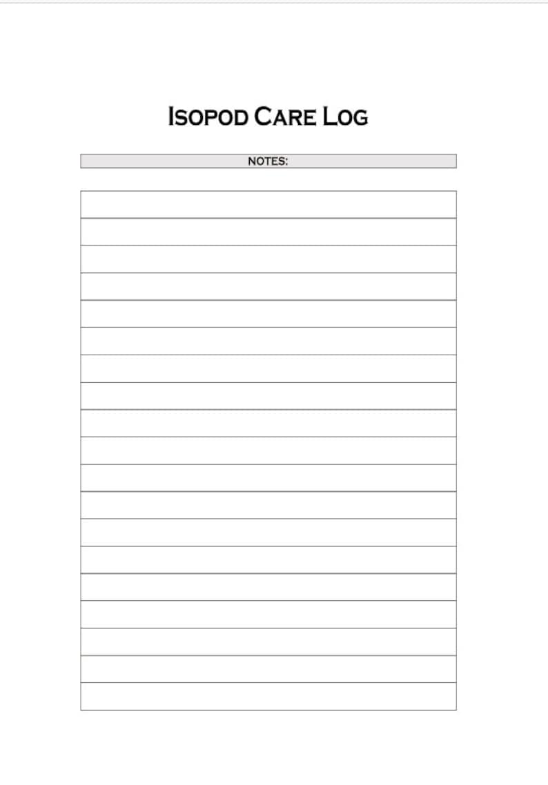 Isopod Care Log Book Vol 1: 12 Month Log Book for Weekly Isopod Care - Etsy