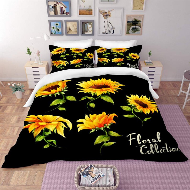 Bedding Set Sunflower Quilt Cover Duvet Cover With Etsy