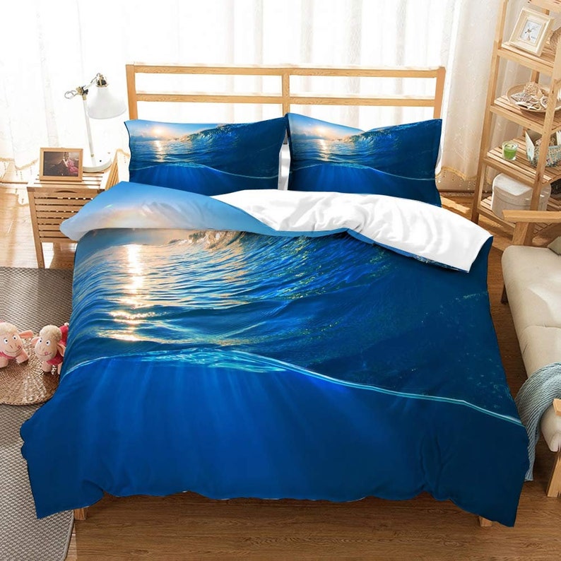 Bed Sets Sea Surfing Bedding Duvet Cover And Pillowcases Etsy
