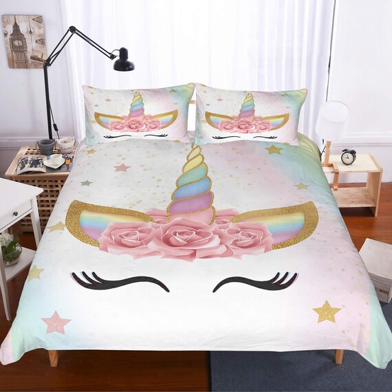 Bed Sets Unicorn Bedding Quilt Cover Duvet Cover With Etsy