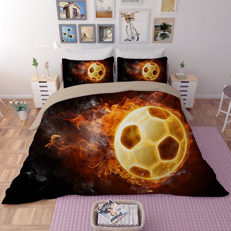 Bed Set Football Bedding Sets Duvet Cover And Pillowcases Etsy