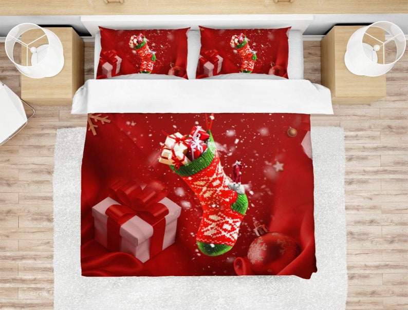 Bed Sets Christmas Bedding Duvet Cover With Pillowcases Single Etsy